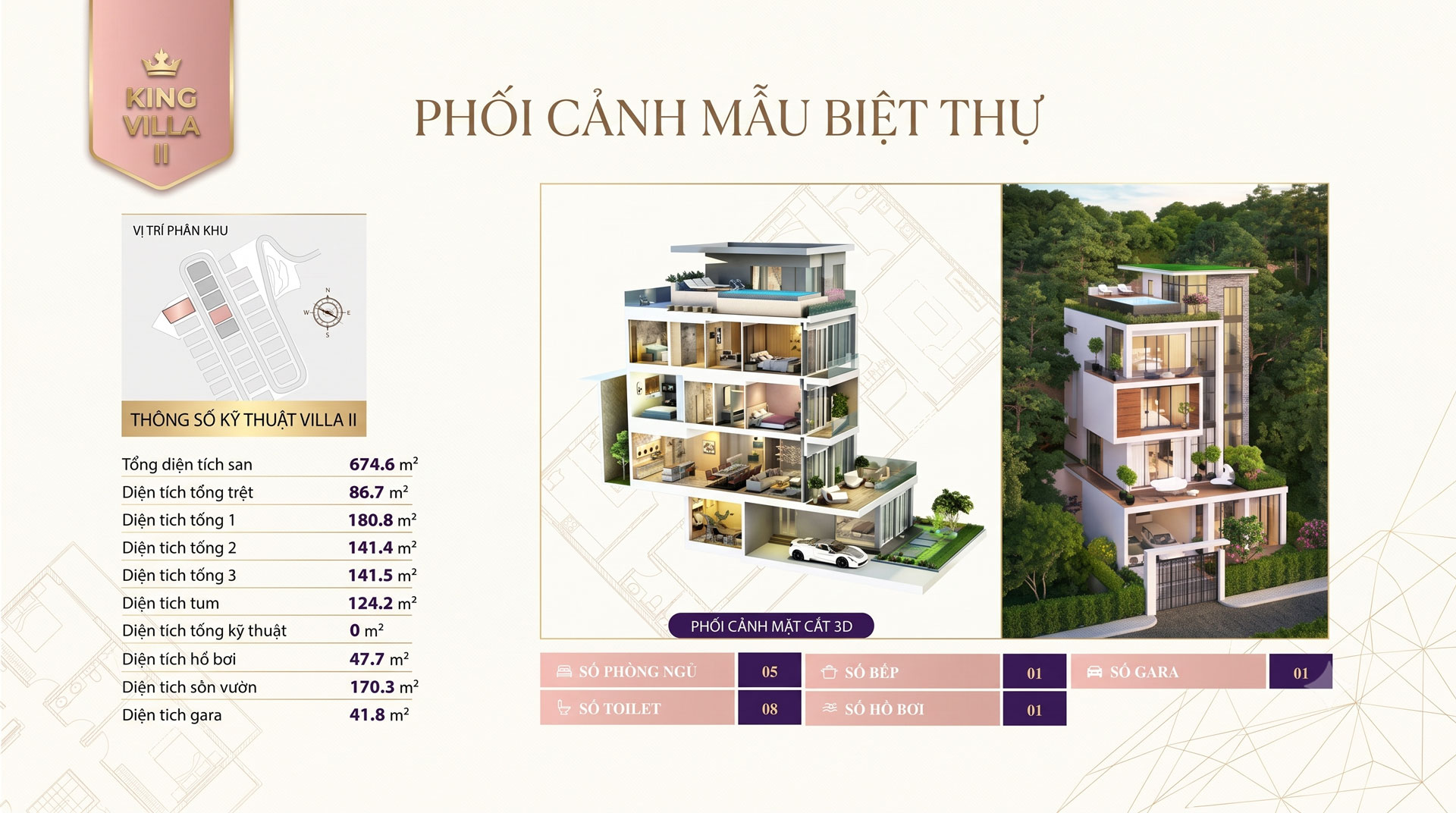 Phối cảnh thiết kế biệt thự The Lotus Hill mẫu King Villa 2 có diện tích 647m2 Phối cảnh thiết kế biệt thự The Lotus Hill mẫu King Villa 2 có diện tích 647m2