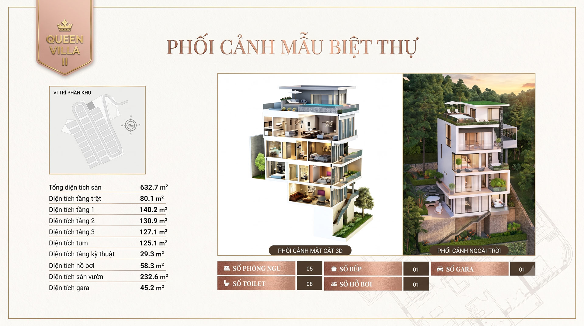 Phối cảnh thiết kế biệt thự The Lotus Hill mẫu Queen Villa 2 có diện tích xây dựng 632m2 Phối cảnh thiết kế biệt thự The Lotus Hill mẫu Queen Villa 2 có diện tích xây dựng 632m2